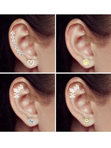 Blulu Stainless Steel Tragus Cartilage Earrings 6-Pair Set | Chic Body Piercing Jewelry for Men & Women thumbnail 7
