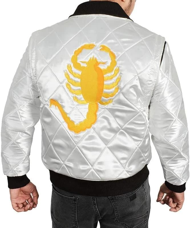LP-FACON Men's Logo Satin Bomber Jacket White XL | Imported from USA thumbnail 10