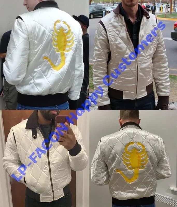 LP-FACON Mens Scorpion Logo Satin Softshell Jacket | Windbreaker for Men, Regular Fit, Windproof, All-Season (Large, White) thumbnail 4