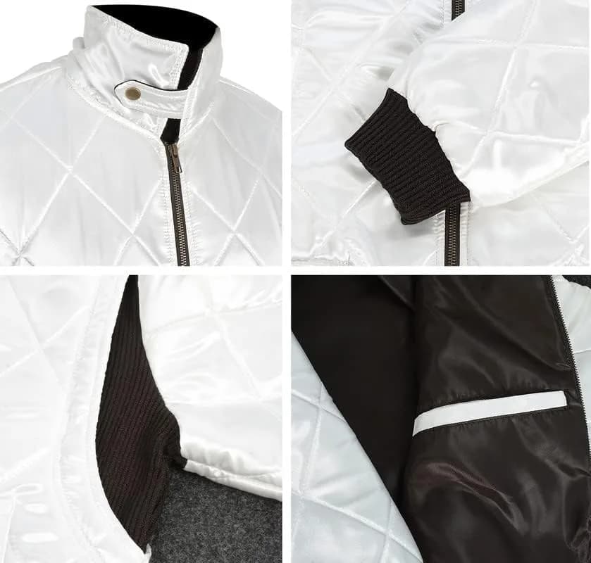 LP-FACON Men's Logo Satin Bomber Jacket White Medium | Imported USA Style thumbnail 12