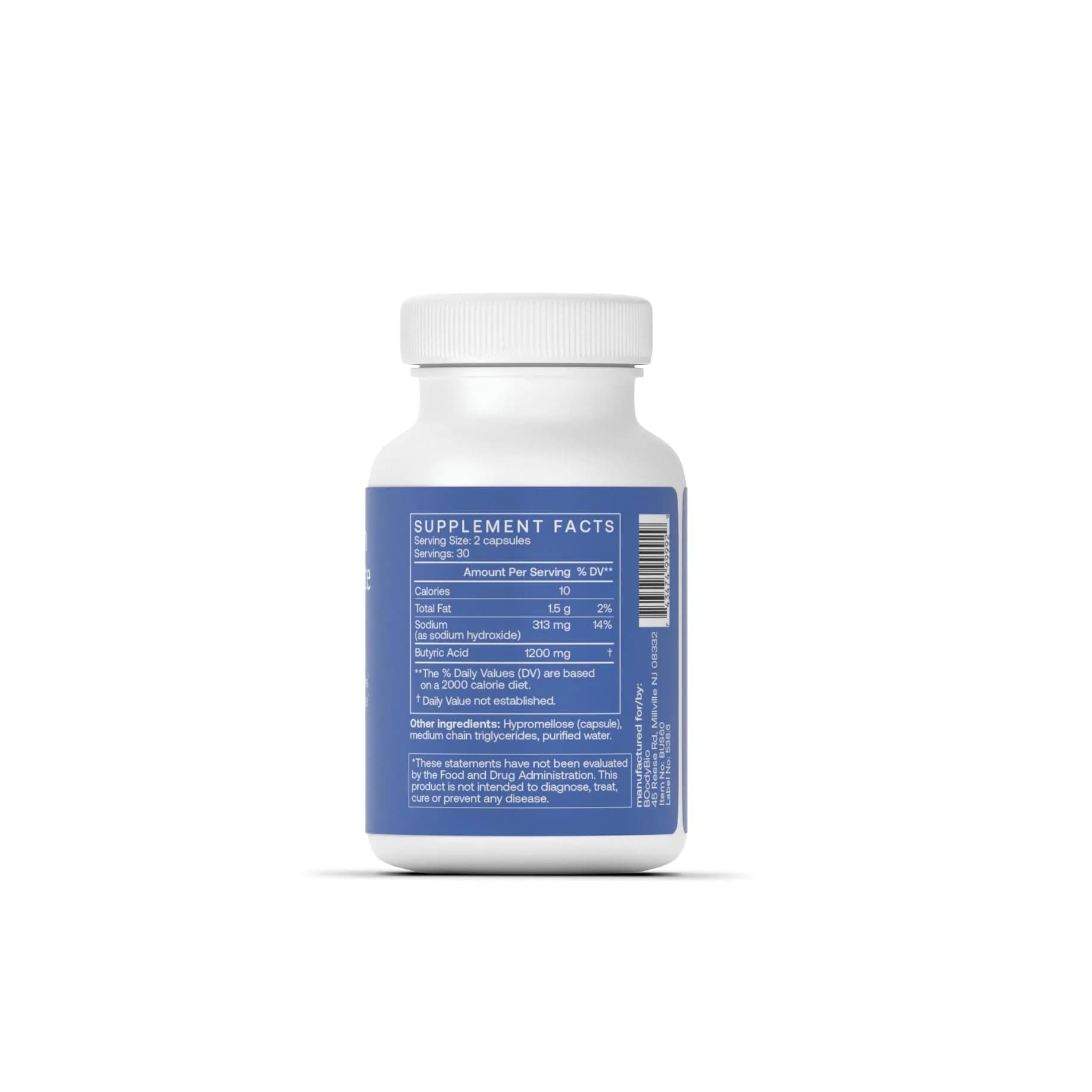 BodyBio Butyrate Sodium Postbiotic 60 Capsules | Supports Gut Health & Digestion - view 2