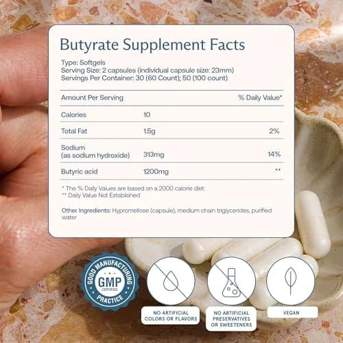 BodyBio Butyrate Sodium Postbiotic 60 Capsules | Supports Gut Health & Digestion thumbnail 3
