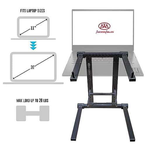 AXA AXCESSABLES DJ Laptop Stand with Travel Bag | Foldable Aluminum Laptop Stand for 15" & 20lbs thumbnail 3
