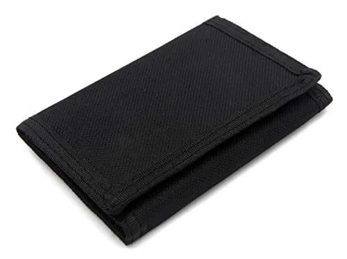 AI-DEE RFID Trifold Canvas Outdoor Sports Wallet for Kids - Black | Durable Hook & Loop Closure - main product image