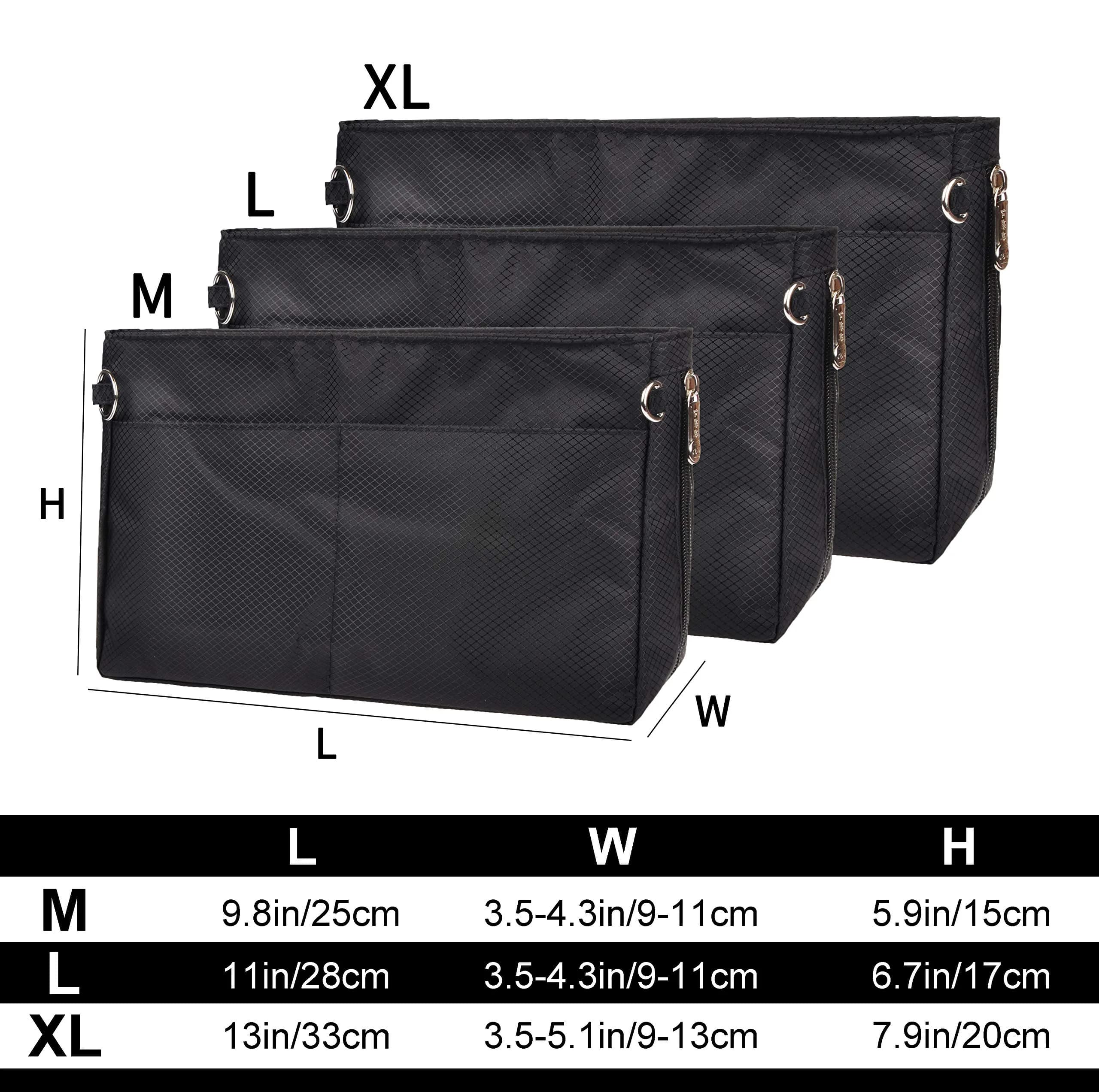 Vercord Expandable Nylon Handbag Purse Organizer Insert Liner Shaper Bag in Bag - Black Medium - view 2