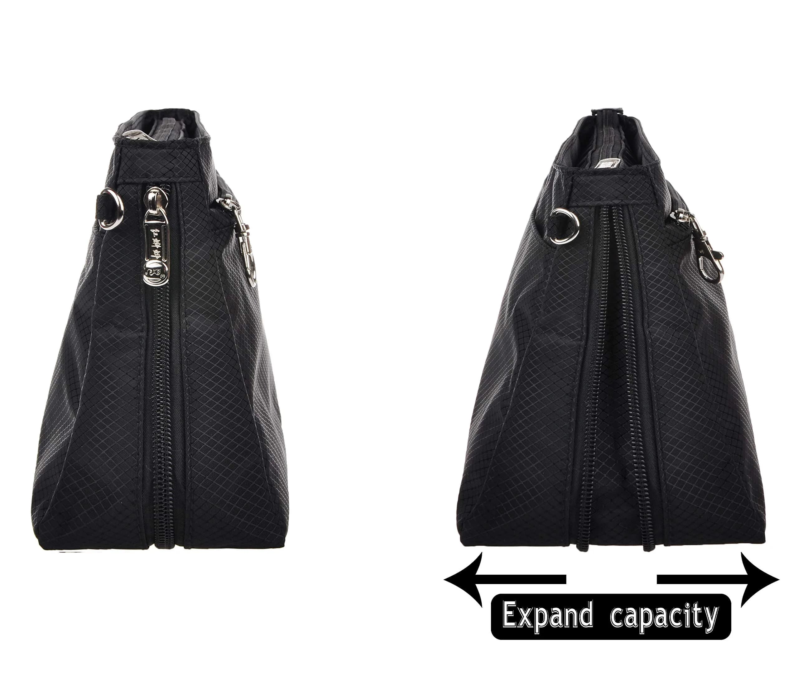 Vercord Expandable Nylon Handbag Purse Organizer Insert Liner Shaper Bag in Bag - Black Medium - view 4