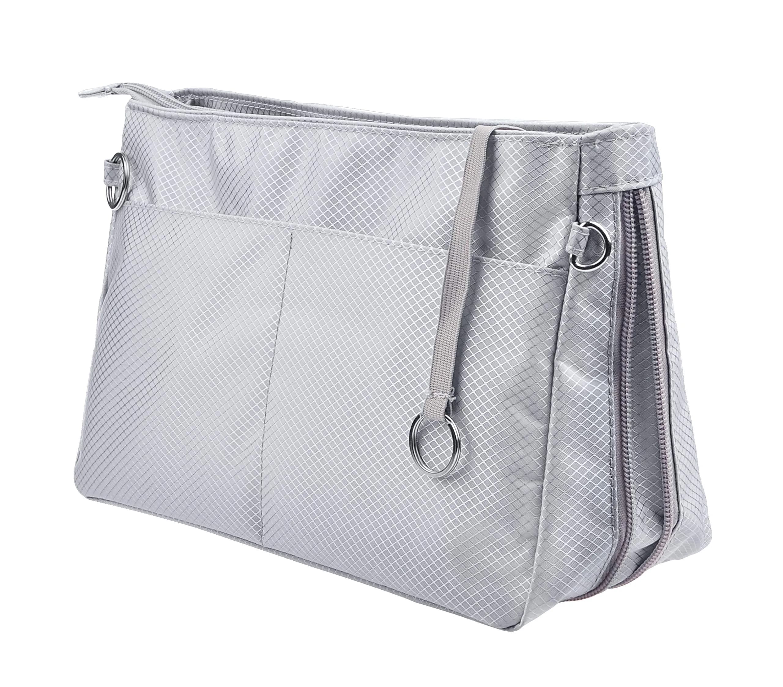 Vercord Expandable Nylon Handbag Purse Organizer Insert Liner Shaper Bag in Bag - Beige Grey, Large - main product image