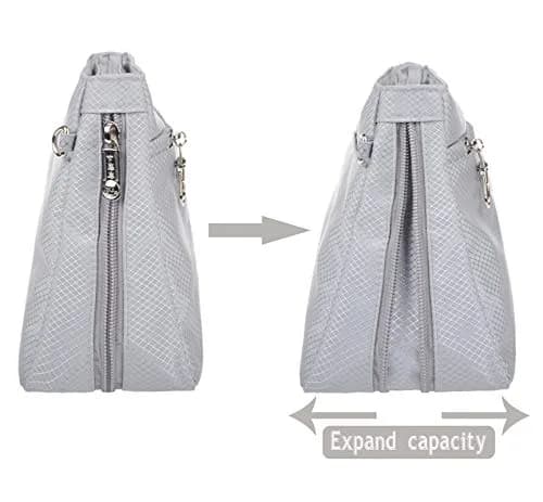 Vercord Expandable Nylon Handbag Purse Organizer Insert Liner Shaper Bag in Bag Beige Grey XLarge | Waterproof & Durable for Totes thumbnail 4