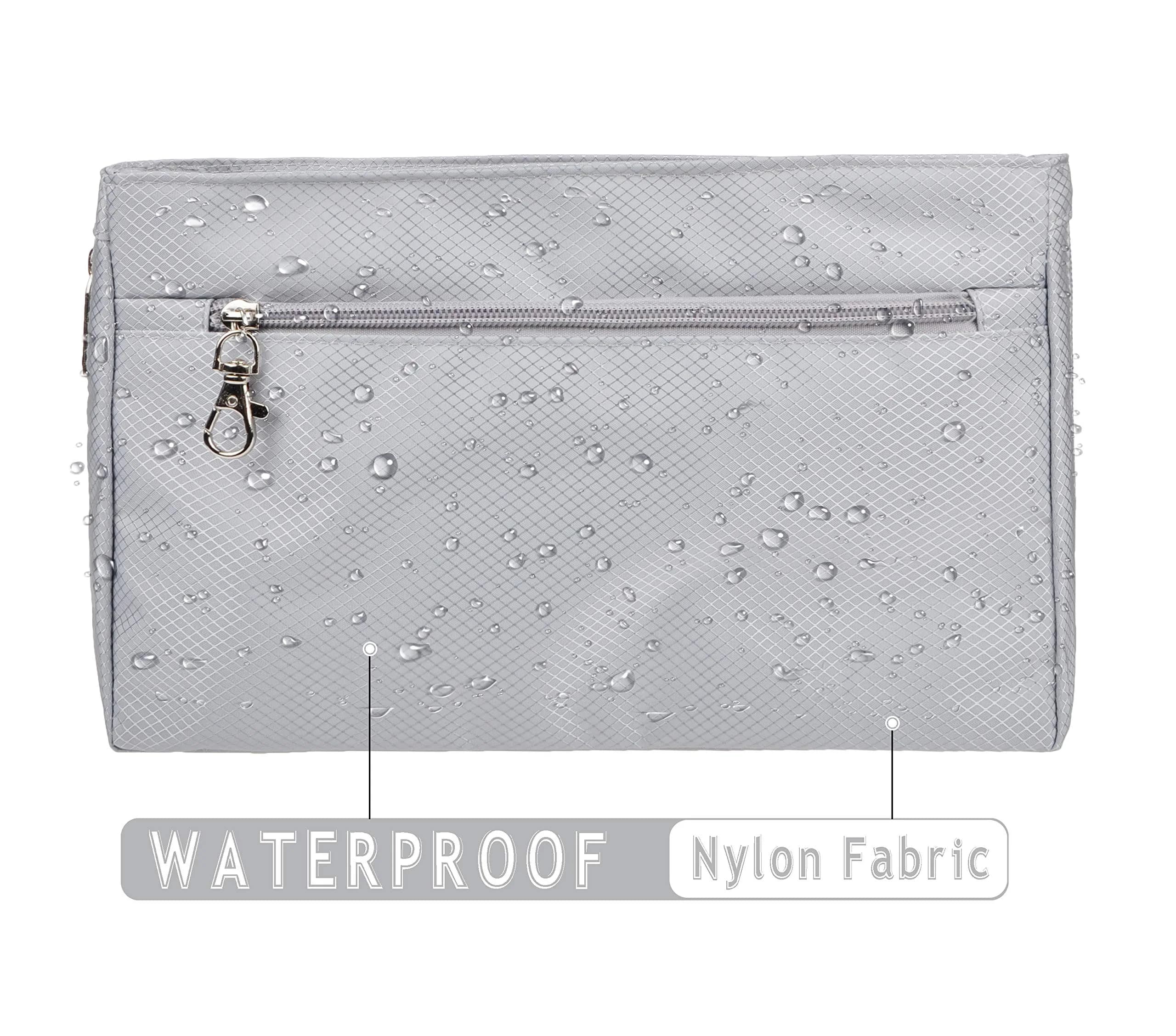 Vercord Expandable Nylon Handbag Purse Organizer Insert Liner Shaper Bag in Bag Beige Grey XLarge | Waterproof & Durable for Totes - view 6