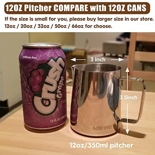 Adorever Milk Frothing Pitcher 355ml (12oz) with Latte Art Pen | Stainless Steel Espresso Steaming Jug thumbnail 4