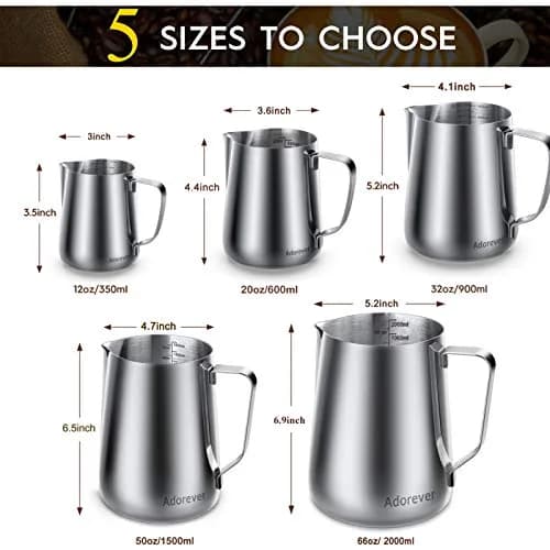 Adorever Milk Frothing Pitcher 355ml (12oz) with Latte Art Pen | Stainless Steel Espresso Steaming Jug thumbnail 5