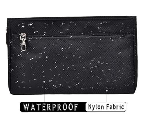 Vercord Expandable Nylon Handbag Purse Organizer Insert Liner Shaper Bag in Bag Black X-Large | Waterproof & Zippered Compartments thumbnail 6