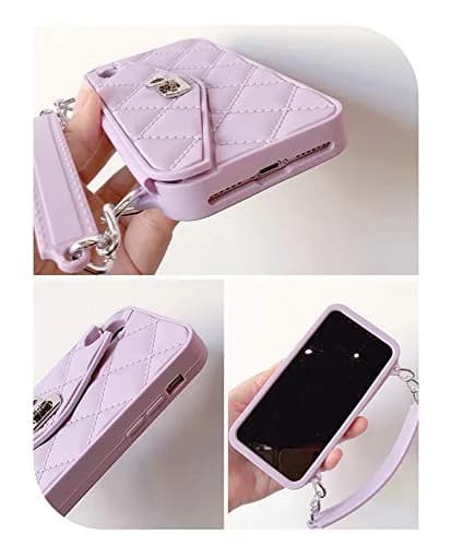 UnnFiko Wallet Case for iPhone X/XS, Purple Luxury Bag Design with Shoulder Strap | Card Pouch Flip Cover thumbnail 3