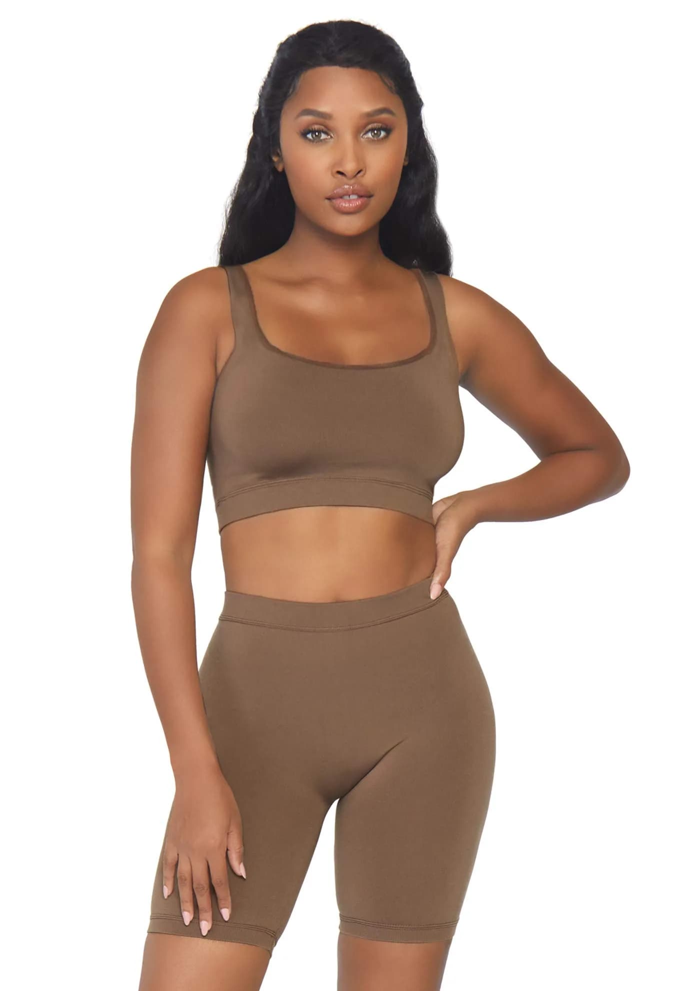 Leg Avenue Women's Skin Tone Opaque Crop Tank Top and Bike Shorts Set, Medium/Large | Versatile, Comfortable & Trendy - main product image