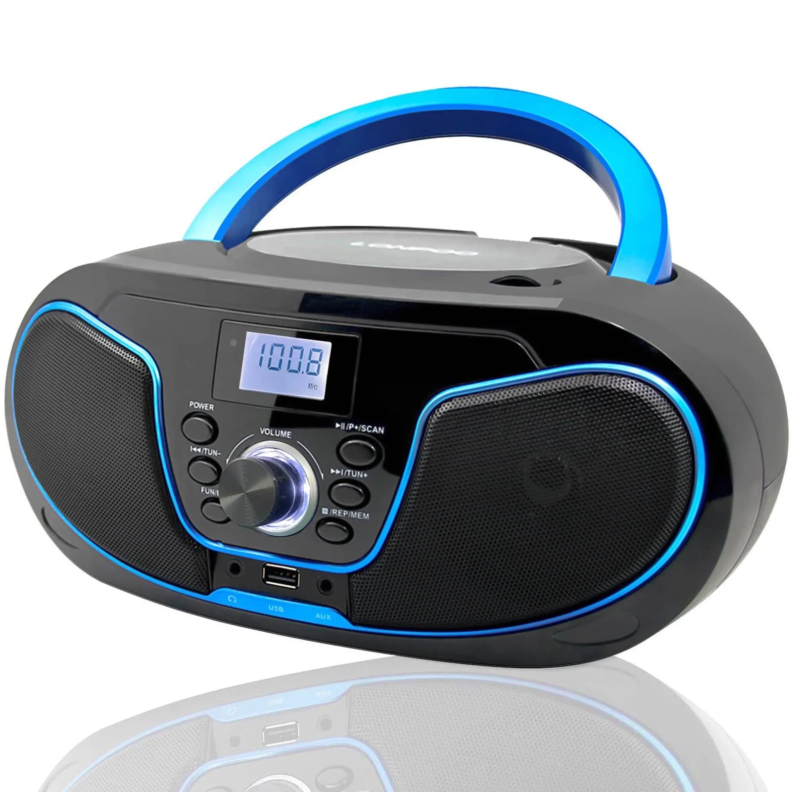 LONPOO LP-D02 Portable CD Player Boombox Bluetooth 28cm (11in) | Crystal-Clear Stereo Sound with FM Radio & AUX Input - main product image
