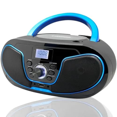 LONPOO LP-D02 Portable CD Player Boombox Bluetooth 28cm (11in) | Crystal-Clear Stereo Sound with FM Radio & AUX Input thumbnail 1