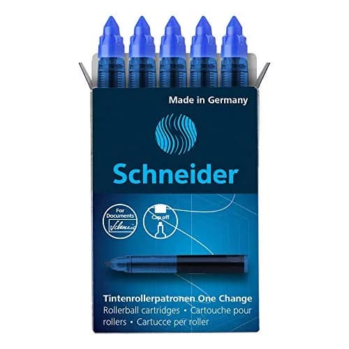 Schneider One Change Rollerball Refill Cartridges 0.6 mm Blue Ink 5-Pack | ISO 14145-2 Waterproof Ink thumbnail 1