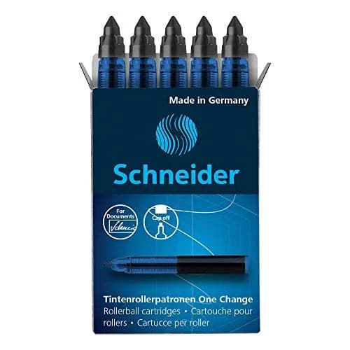 Schneider One Change Rollerball Refill Cartridges 0.6 mm Black Ink Pack of 5 | ISO 14145-2 Waterproof Ink thumbnail 1