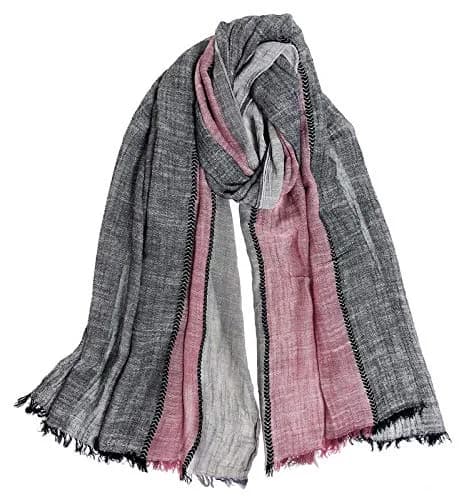 GERINLY Color Block Summer Scarf for Men Long Neck Wraps Flax Shawl 80CMx190CM | Urbanstyle Gift thumbnail 5