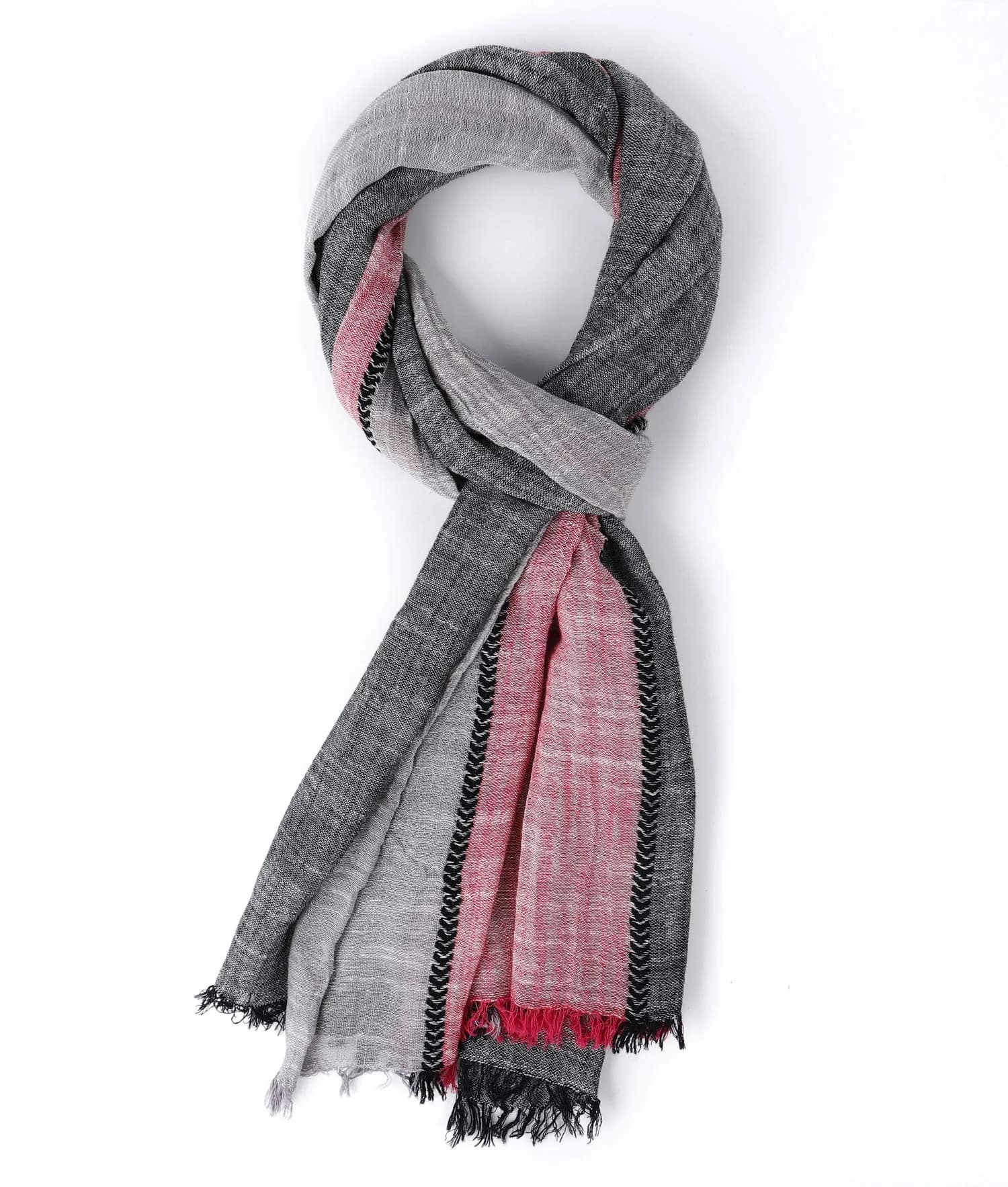 GERINLY Color Block Summer Scarf for Men Long Neck Wraps Flax Shawl 80CMx190CM | Urbanstyle Gift