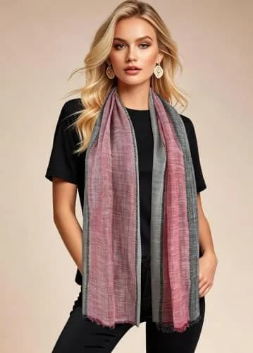 GERINLY Color Block Summer Scarf for Men Long Neck Wraps Flax Shawl 80CMx190CM | Urbanstyle Gift thumbnail 3