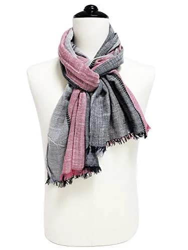 GERINLY Color Block Summer Scarf for Men Long Neck Wraps Flax Shawl 80CMx190CM | Urbanstyle Gift thumbnail 4
