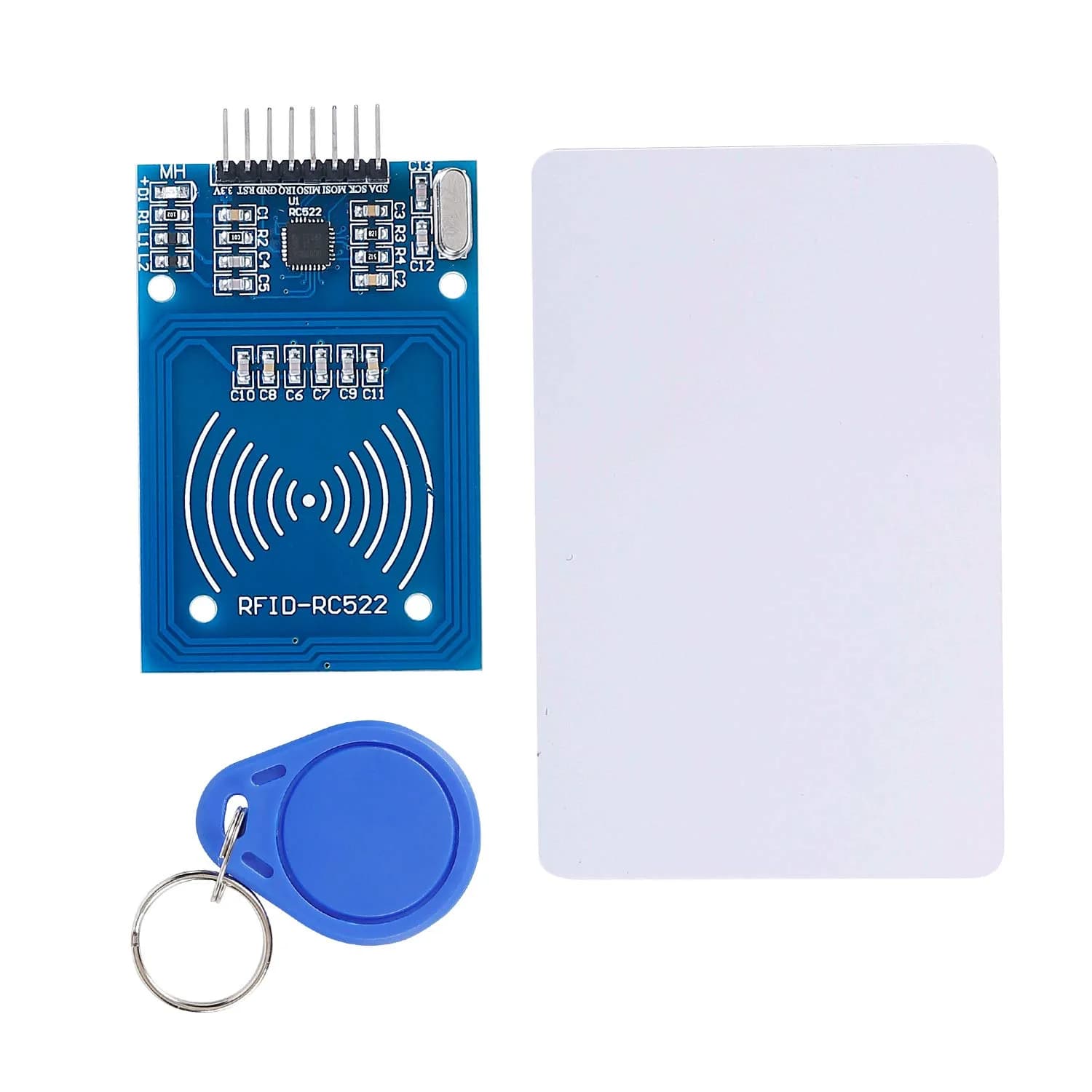 SunFounder RFID Reader Module Kit Mifare RC522 with S50 Card | Compatible with Arduino & Raspberry Pi — Version 2(blue)