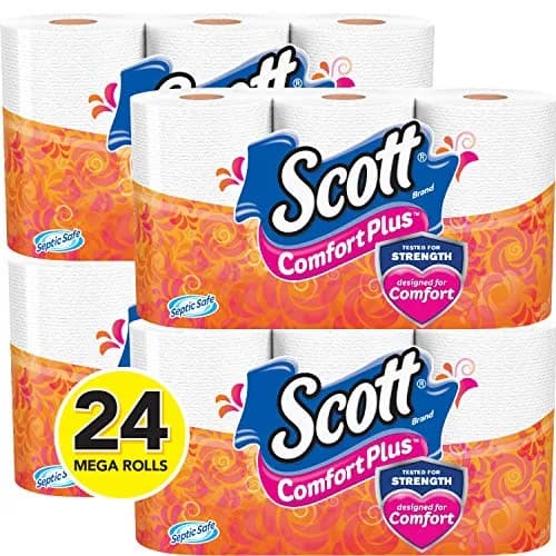 Scott ComfortPlus Toilet Paper 462 Sheets | 24 Mega Rolls, 1-Ply, White, Septic Safe thumbnail 1