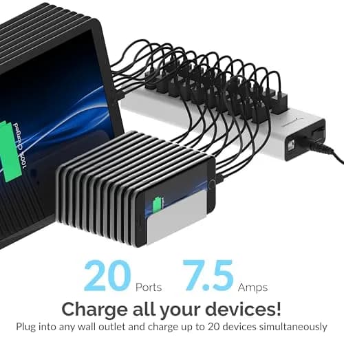 SABRENT 90W 20-Port USB 2.0 Charging Station | Multiport Hub for Devices (70-120 chars) thumbnail 4
