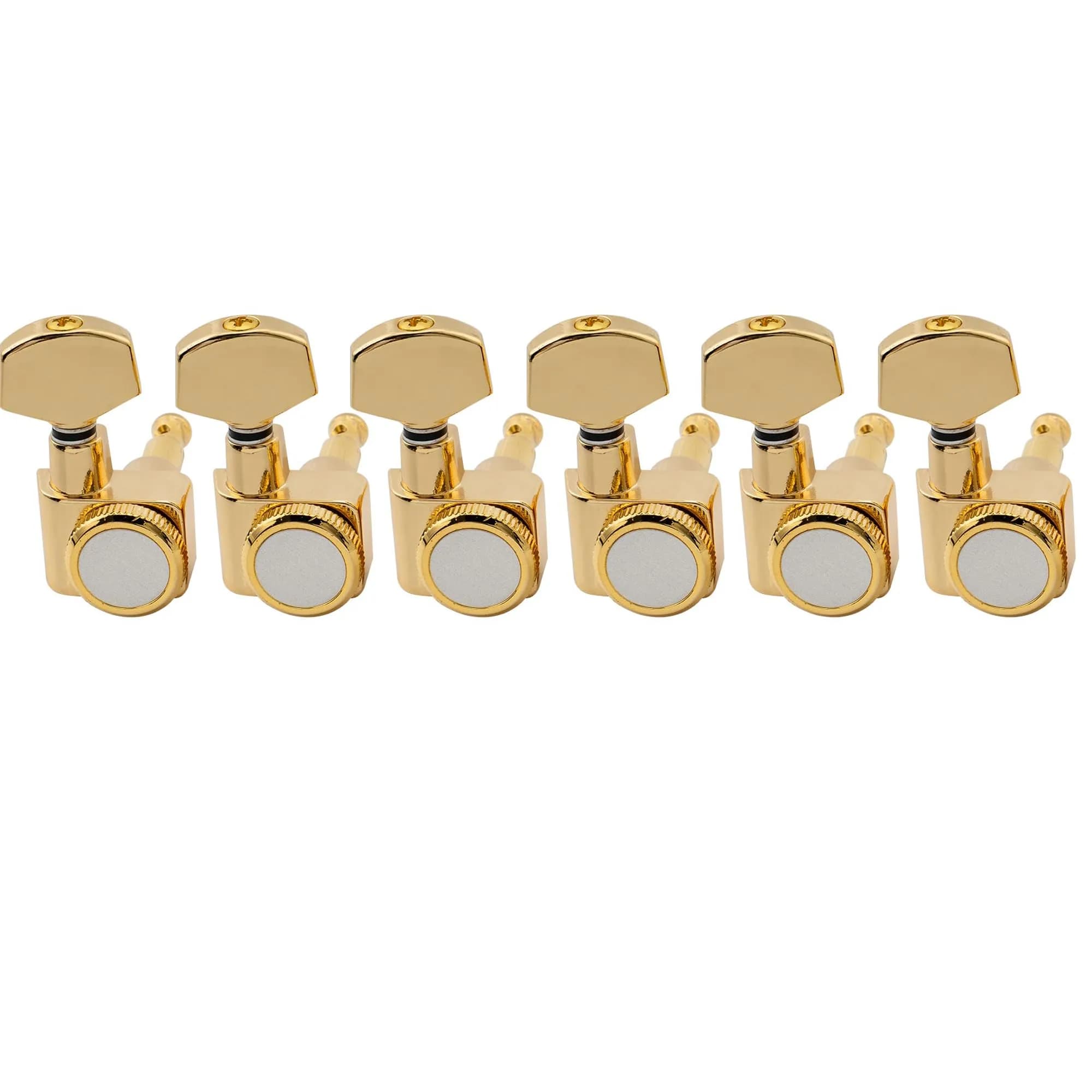 Musiclily Pro R15T-01 6 inline 2-pins Guitar Locking Tuners Set Gold | Smooth Tuning & Easy Upgrade — Gold