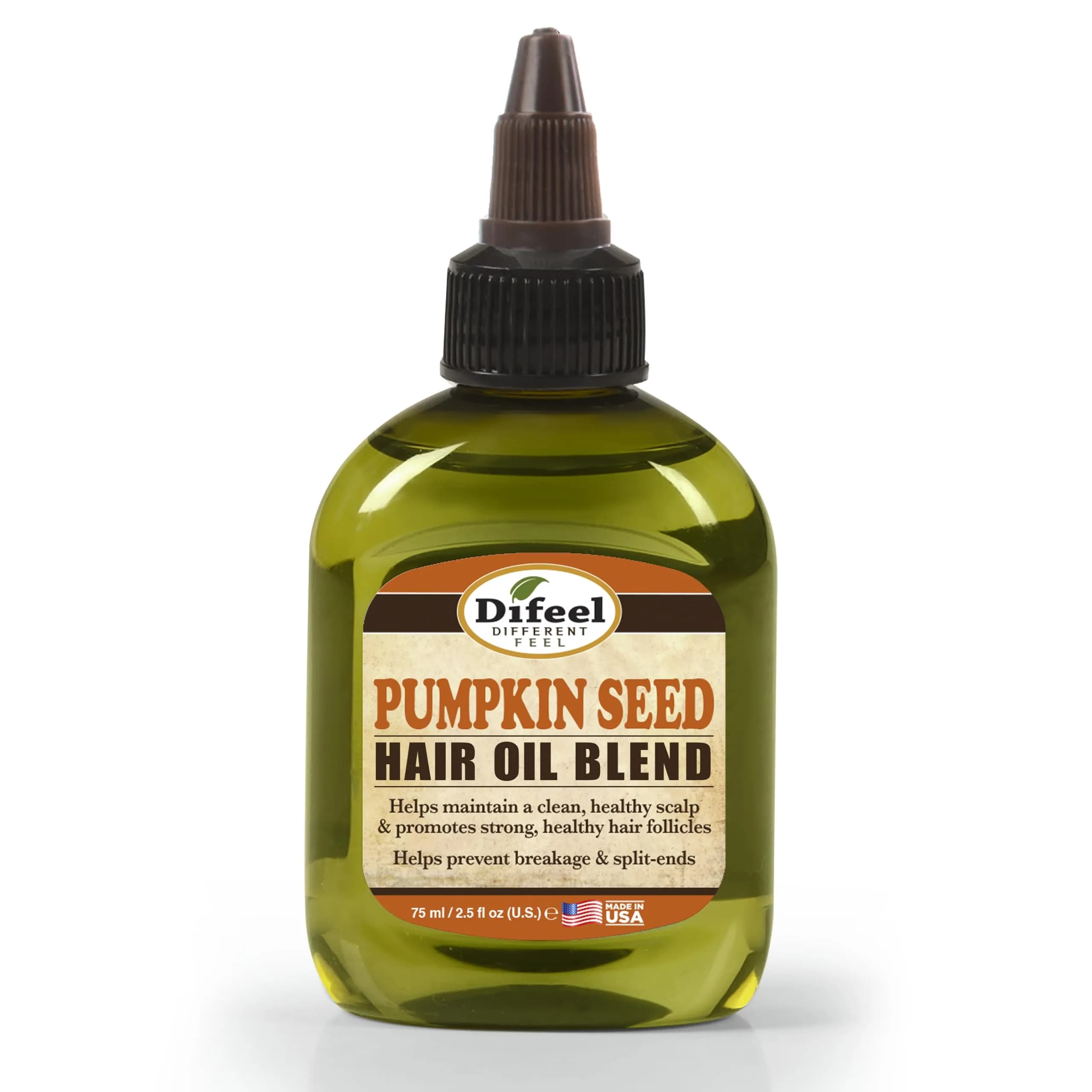 Difeel Pumpkin Seed Hair Oil Blend 74ml (2.5 Fl Oz) | Nourishes Scalp & Strengthens Hair — 2.5 Fl Oz
