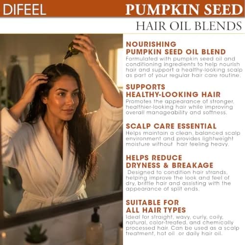 Difeel Pumpkin Seed Hair Oil Blend 74ml (2.5 Fl Oz) | Nourishes Scalp & Strengthens Hair thumbnail 6