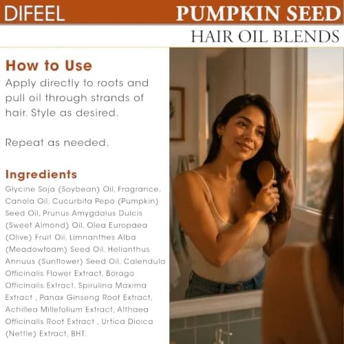 Difeel Pumpkin Seed Hair Oil Blend 74ml (2.5 Fl Oz) | Nourishes Scalp & Strengthens Hair thumbnail 8