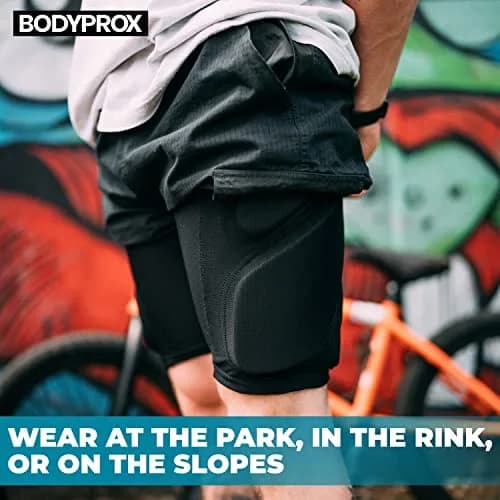 Bodyprox Protective Padded Shorts for Snowboard, Skate & Ski | 3D Hip, Butt & Tailbone Protection (Large) Black thumbnail 6