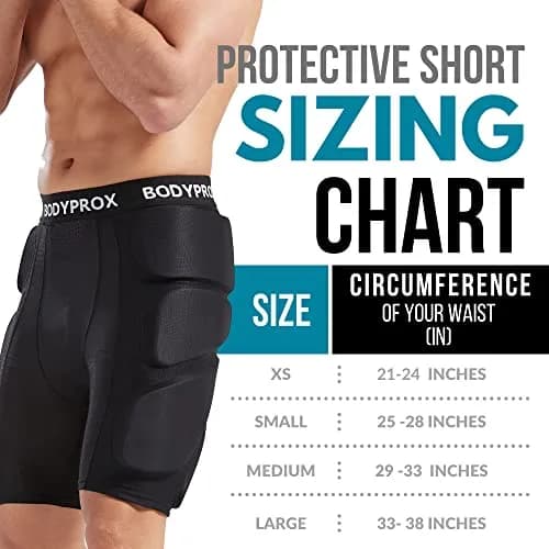 Bodyprox Protective Padded Shorts for Snowboard, Skate & Ski | 3D Hip, Butt & Tailbone Protection (Large) Black thumbnail 2