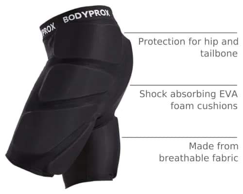 Bodyprox Impact Protection Gear Extra Small Black | Lightweight, Breathable Skate Shorts thumbnail 4