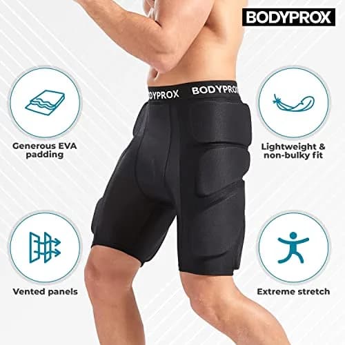 Bodyprox Impact Protection Gear Extra Small Black | Lightweight, Breathable Skate Shorts thumbnail 3