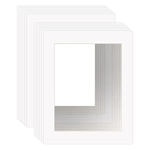 ZBEIVAN 11x14 White Picture Mats for 8.5x11 Pictures | Beveled Core Frame Mat Pack of 12 thumbnail 1