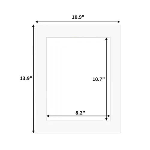 ZBEIVAN 11x14 White Picture Mats for 8.5x11 Pictures | Beveled Core Frame Mat Pack of 12 thumbnail 2