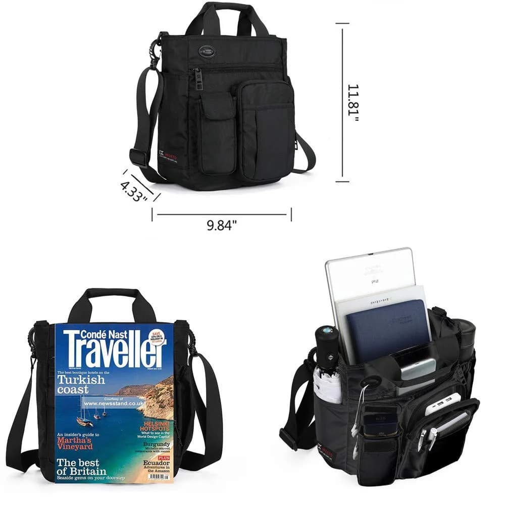 AlwaySky Crossbody Messenger Bag Black | Water-Resistant Nylon for Business, Travel, and Daily Use - view 5