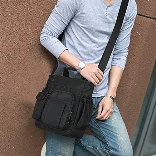 AlwaySky Crossbody Messenger Bag Black | Water-Resistant Nylon for Business, Travel, and Daily Use thumbnail 8