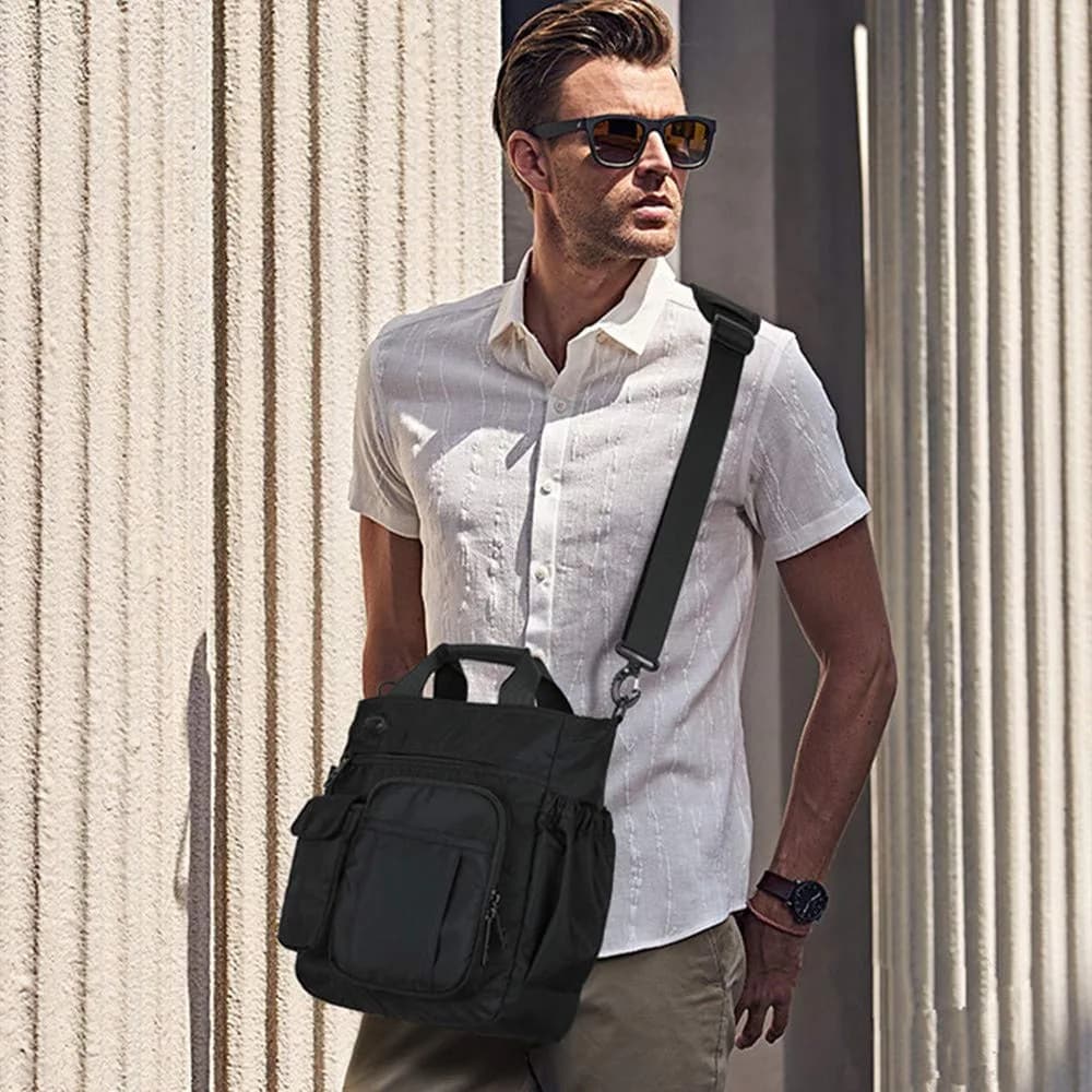 AlwaySky Crossbody Messenger Bag Black | Water-Resistant Nylon for Business, Travel, and Daily Use - view 2