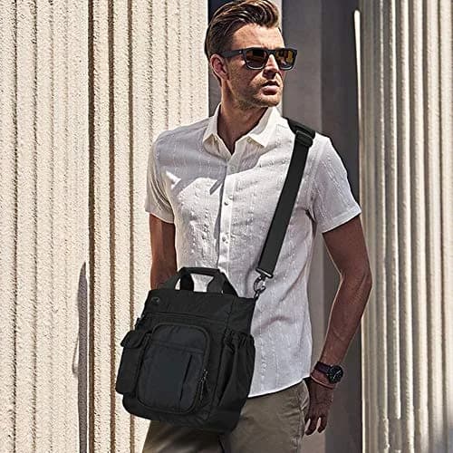 AlwaySky Crossbody Messenger Bag Black | Water-Resistant Nylon for Business, Travel, and Daily Use thumbnail 2