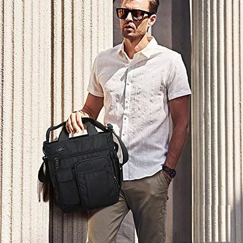 AlwaySky Crossbody Messenger Bag Black | Water-Resistant Nylon for Business, Travel, and Daily Use thumbnail 3