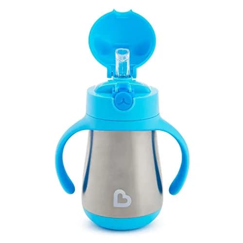 Munchkin Cool Cat Stainless Steel Straw Sippy Cup 237ml (8 Ounce) | Insulated Toddler Cup for Boys & Girls 18+ Months thumbnail 5