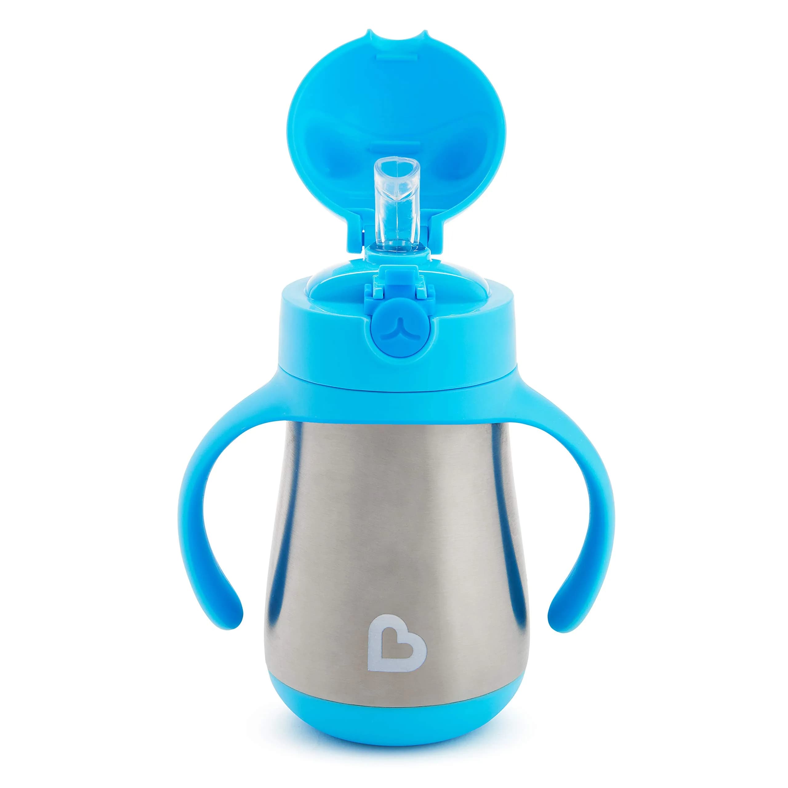 Munchkin Cool Cat Stainless Steel Straw Sippy Cup 237ml (8 Ounce) | Insulated Toddler Cup for Boys & Girls 18+ Months - view 5