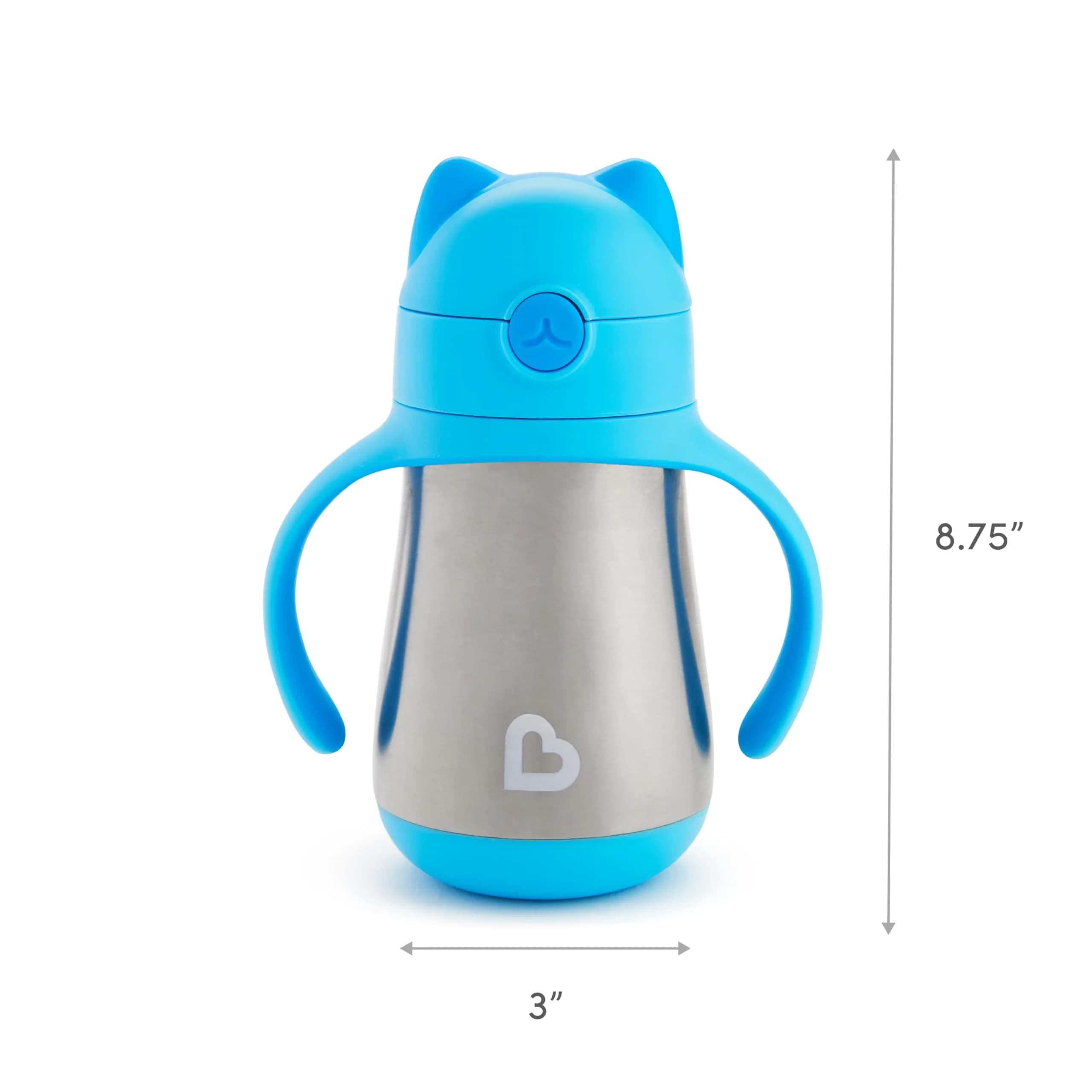 Munchkin Cool Cat Stainless Steel Straw Sippy Cup 237ml (8 Ounce) | Insulated Toddler Cup for Boys & Girls 18+ Months - view 6