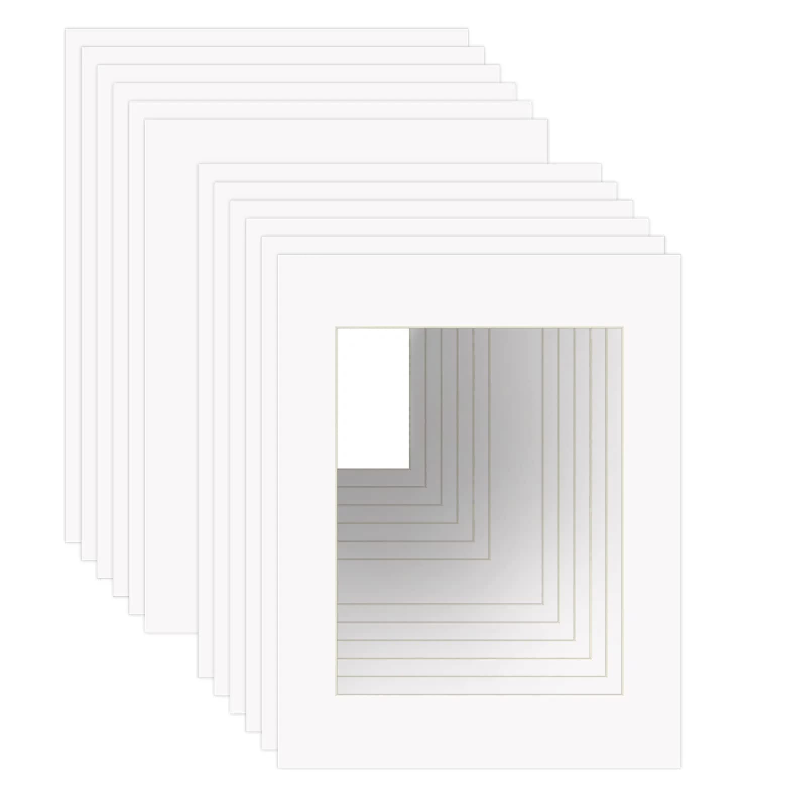 ZBEIVAN 11x14 White Picture Mats with Core Bevel Cut for 8x10 Photos | Pack of 12 — 12 pcs 11x14 for photos 8x10