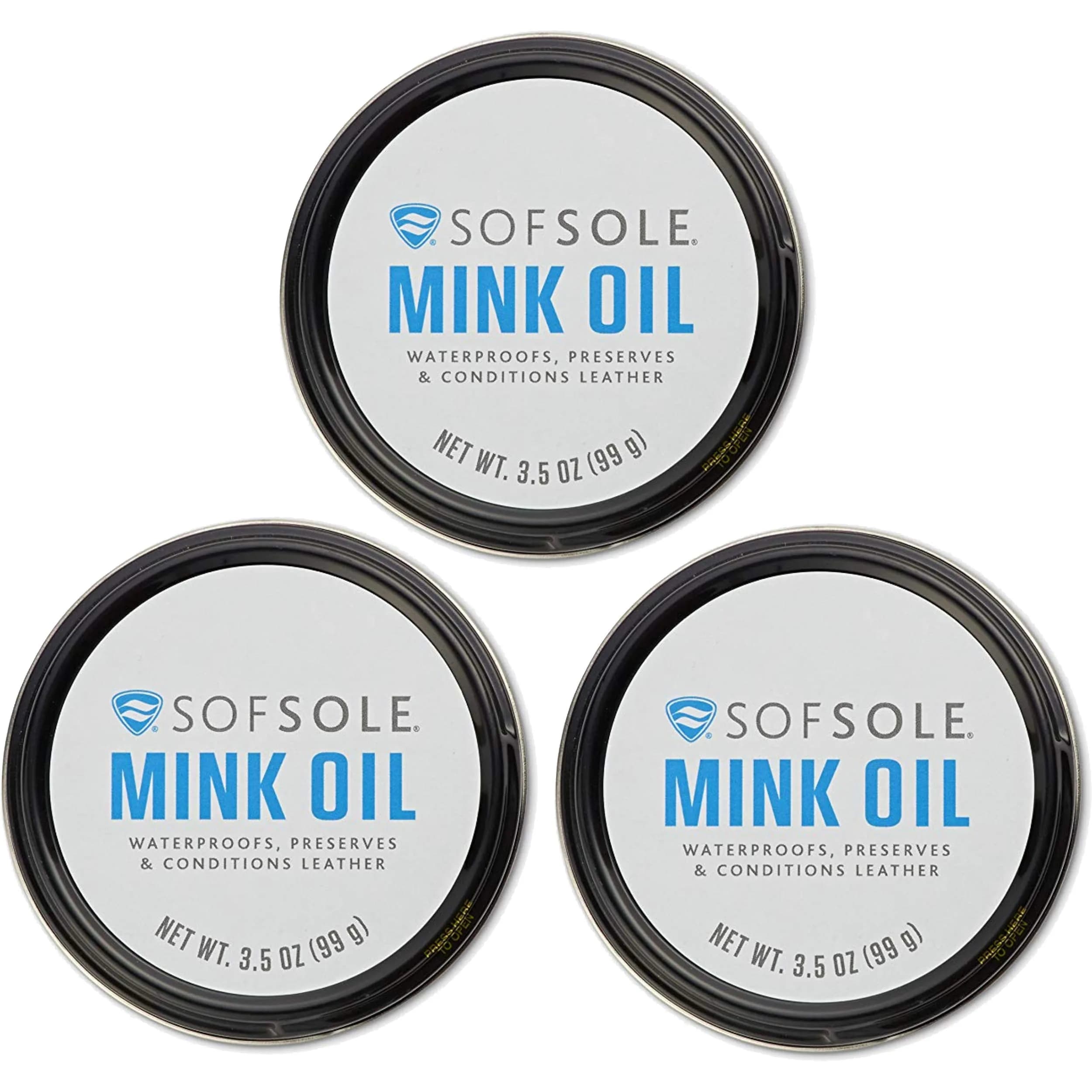 Sof Sole Mink Oil Leather Conditioner & Waterproofer - 3 Pack, Cinder Colour, 100g Each - main product image