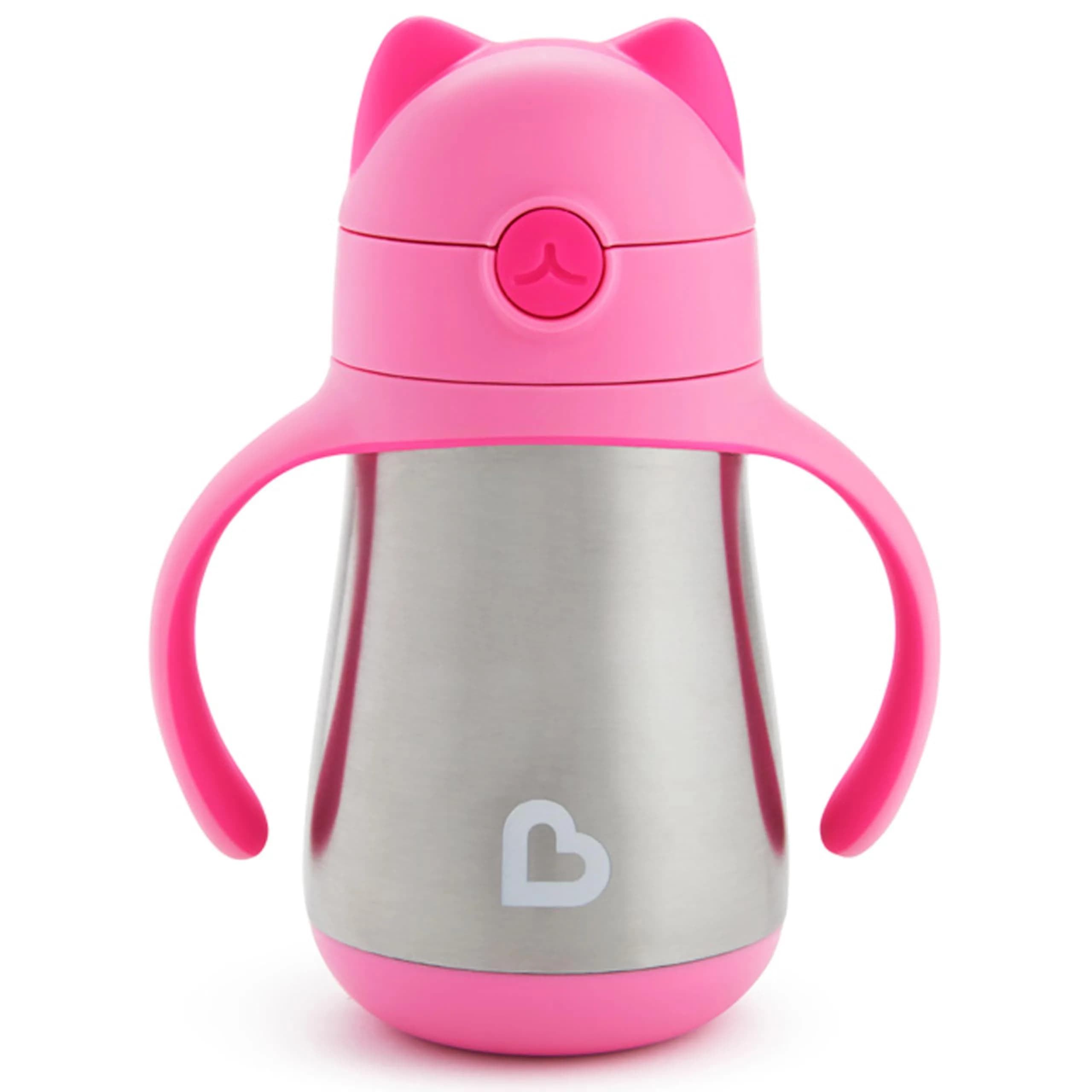 Munchkin Cool Cat Stainless Steel Sippy Cup 237ml (8oz) with Straw | BPA-Free Toddler Cup - main product image